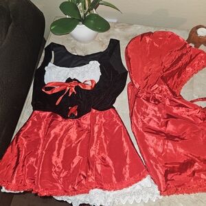 Women's Red and Black Costume Set